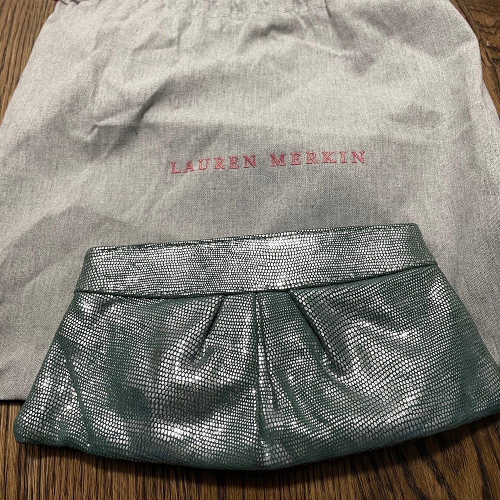 Lauren Merkin silver/green clutch